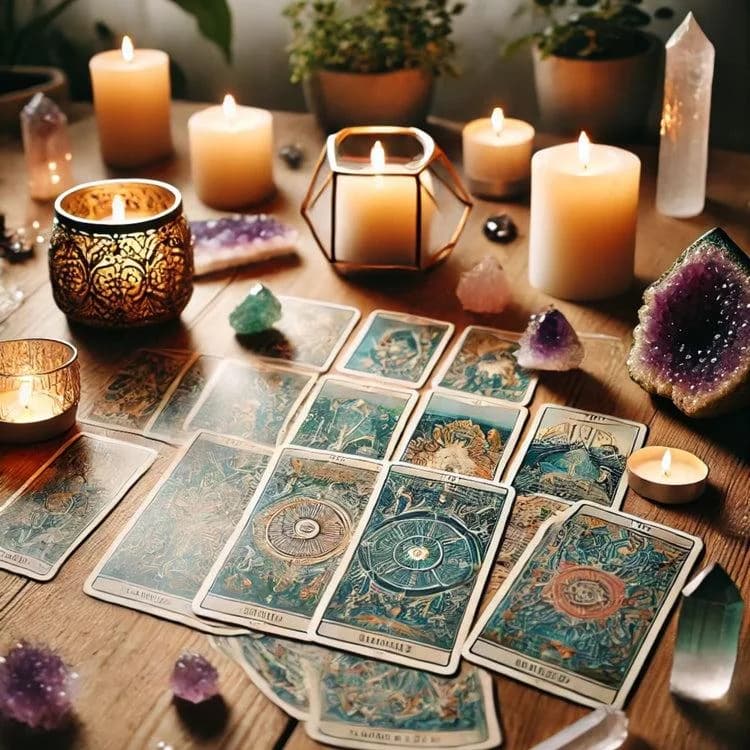 Tirage de tarot à la lueur des bougies